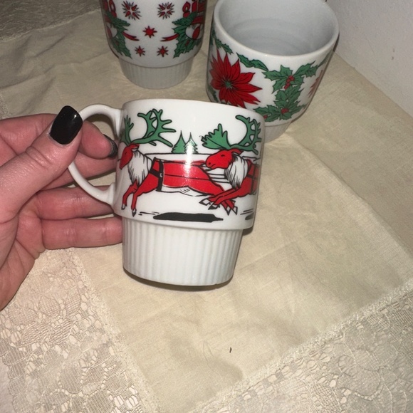 Christmas Holiday Stacking Mugs - Set of 3 - SY Japan Cups Coffee - Picture 2 of 4